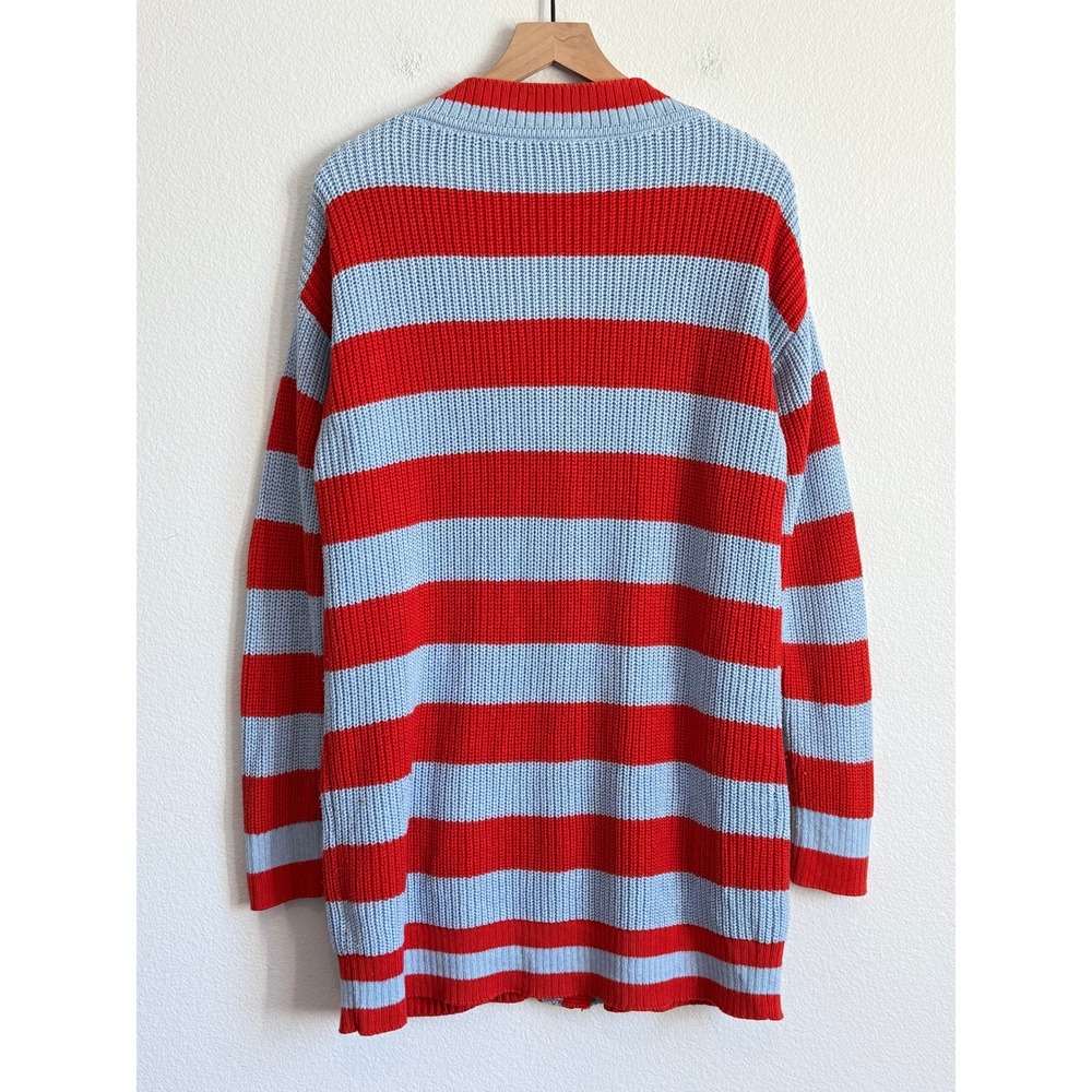Bando Retro Striped Oversized Slouchy Cardigan Grannycore Indie Bright Knit L/XL - Picture 8 of 8
